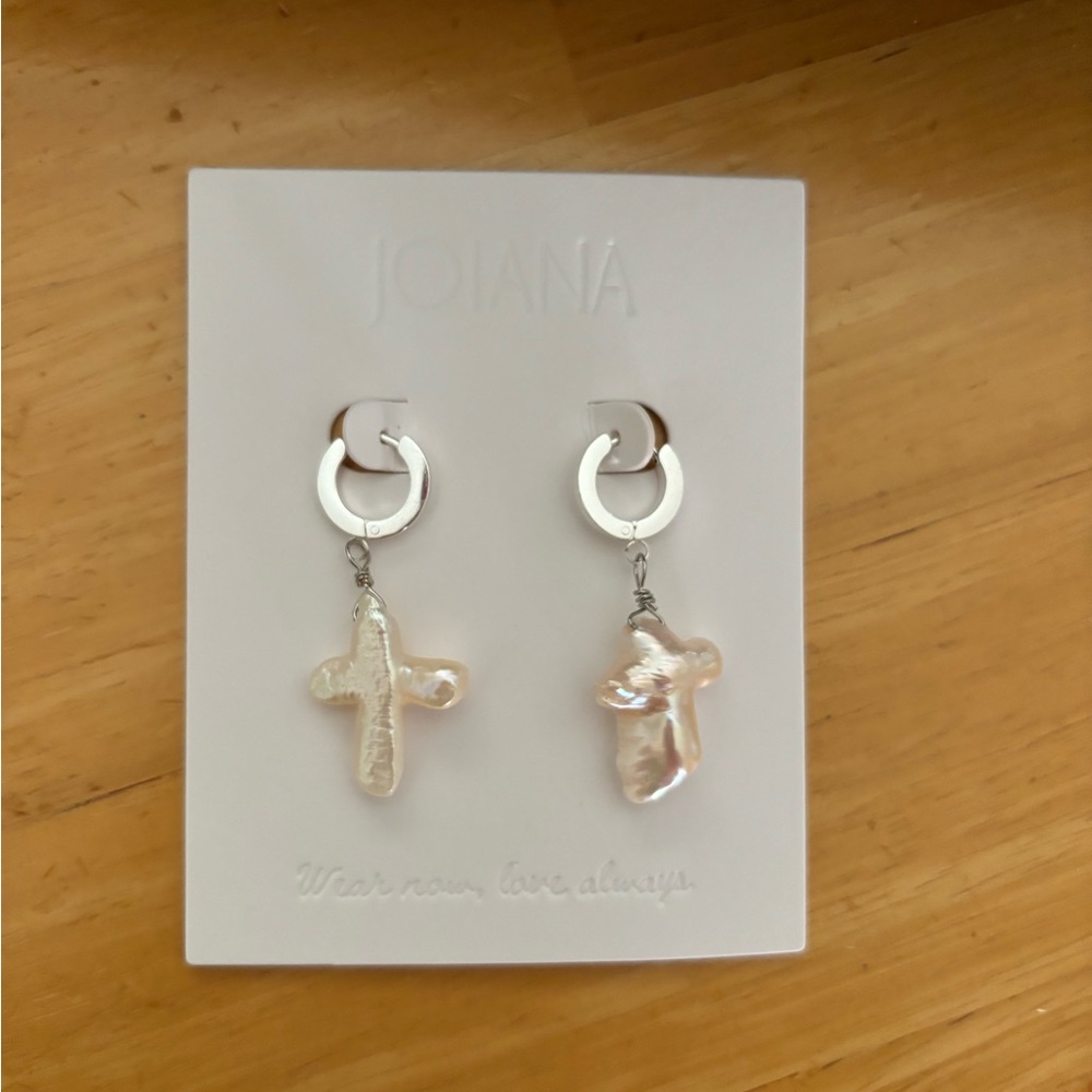 Joiana Pearl Cross Earrings